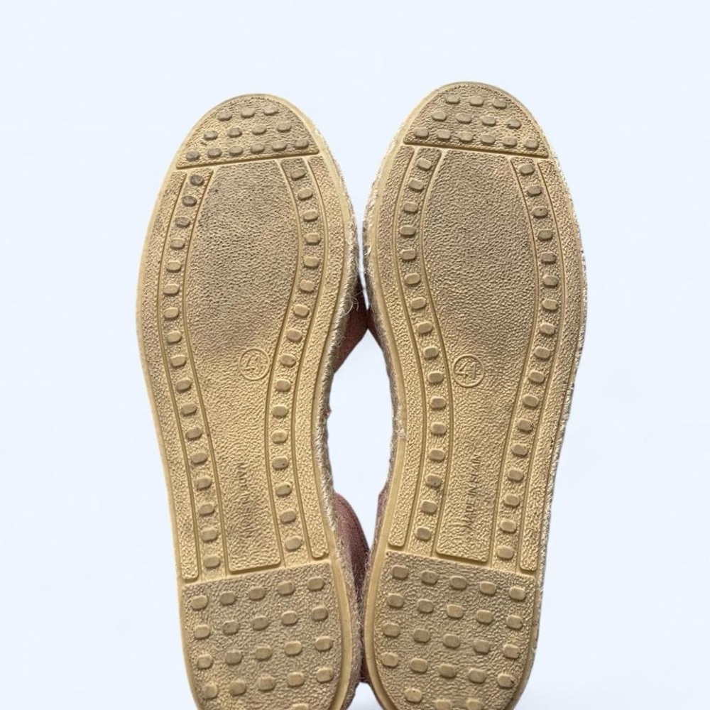Verbenas Cruz Suede Leather Made In Spain Peep Toe Espadrilles Flats Womens 41 - Picture 4 of 7
